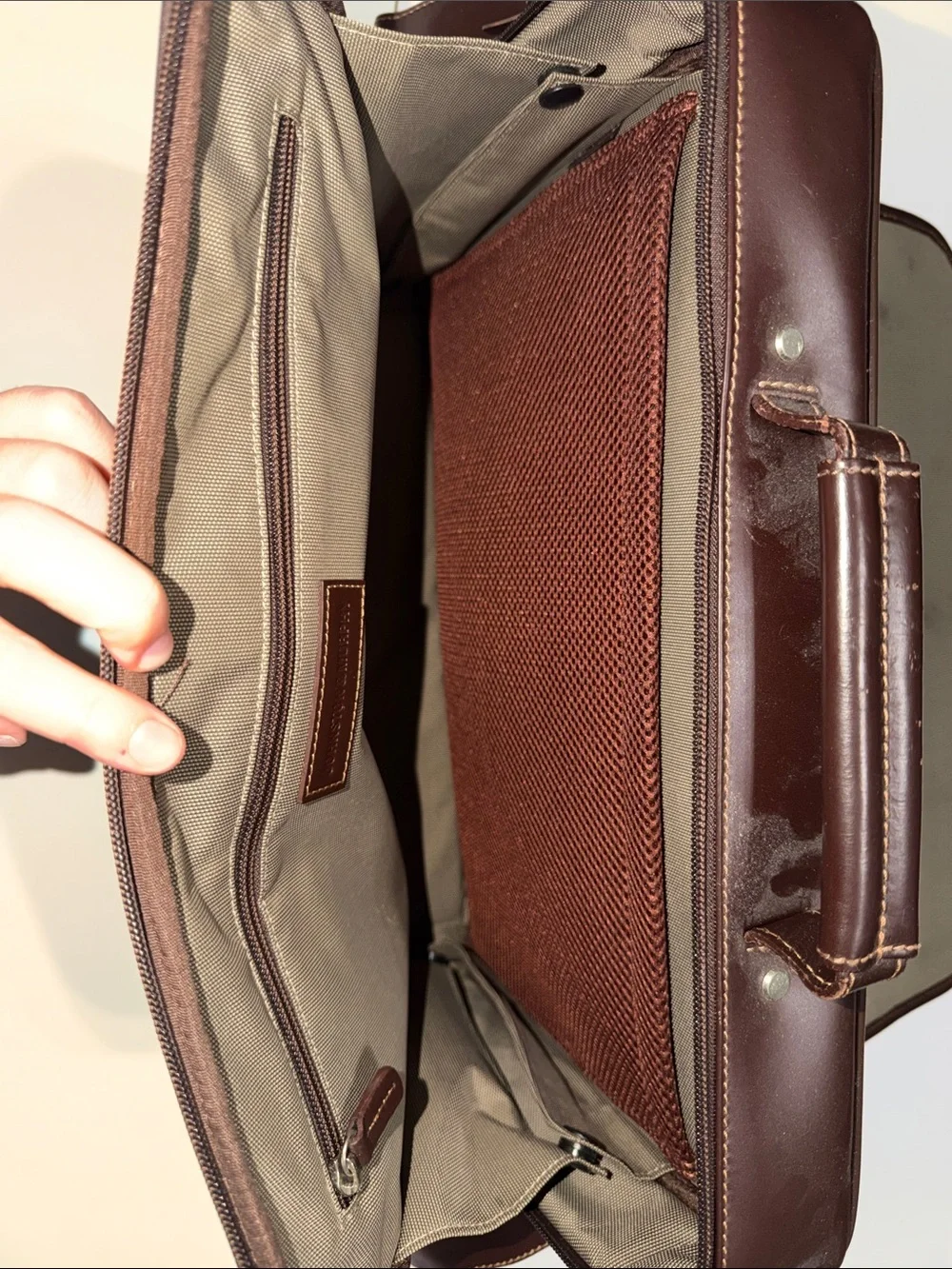 Johnston & Murphy Dark Brown Leather Messenger Bag